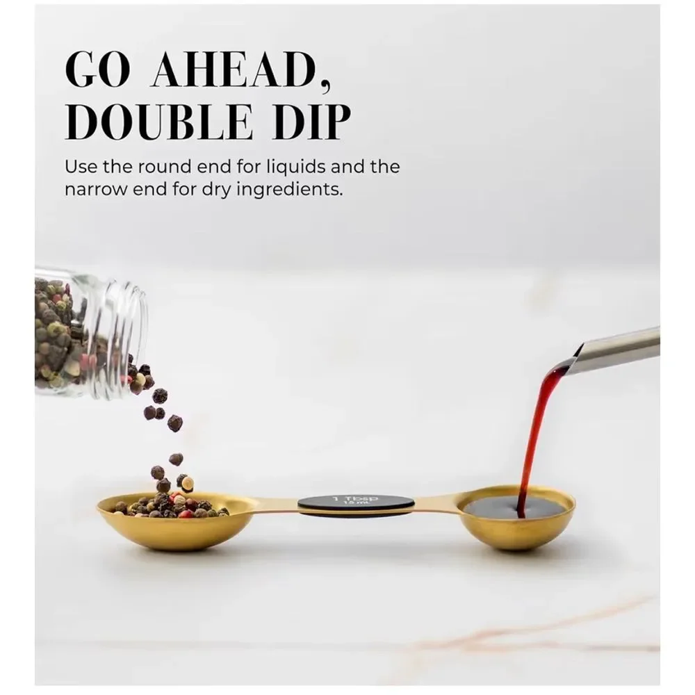 Magnetic Measuring Spoons, Stainless Steel Gold Spoons for Cooking/Baking- NIB